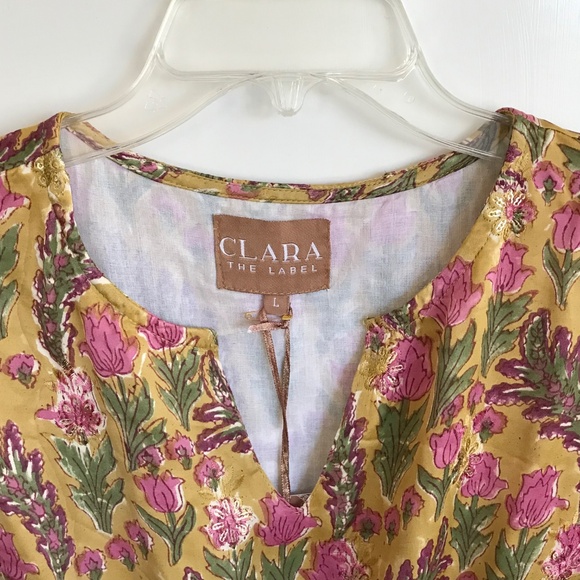 CLARA THE LABEL Marina Midi Maxi Dress Floral Golden Blossom Women’s Size Large - Picture 2 of 16